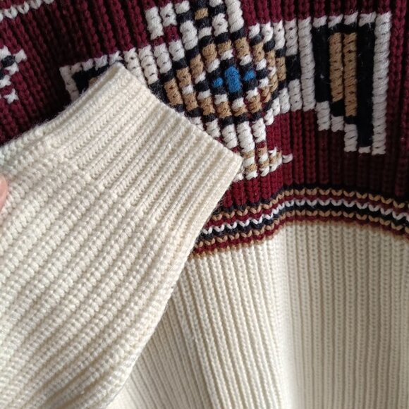 XL🔴Forever 21 Men's White and Burgundy Jumper Sweater - Picture 6 of 8